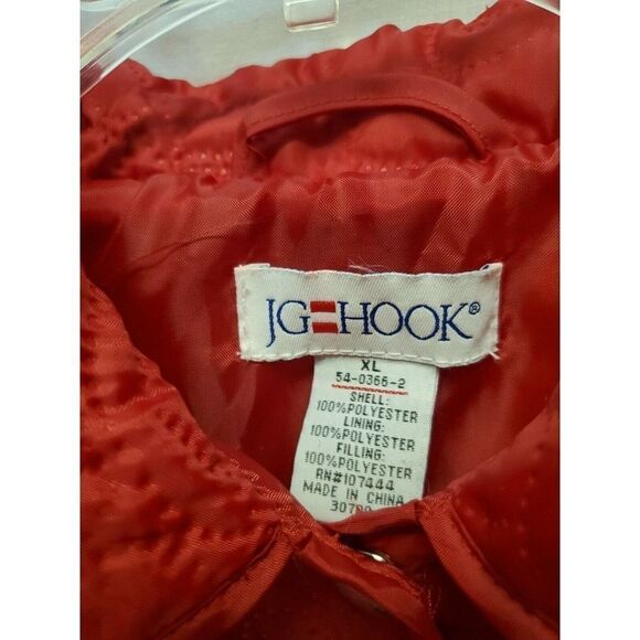 JG Hook Womens Red Lightweight Jacket Size XL Rose Pattern Snap Closure - Picture 6 of 10